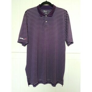 RLX Ralph Lauren Logo Polo Golf Shirt Mens L Purple Short Sleeve Striped